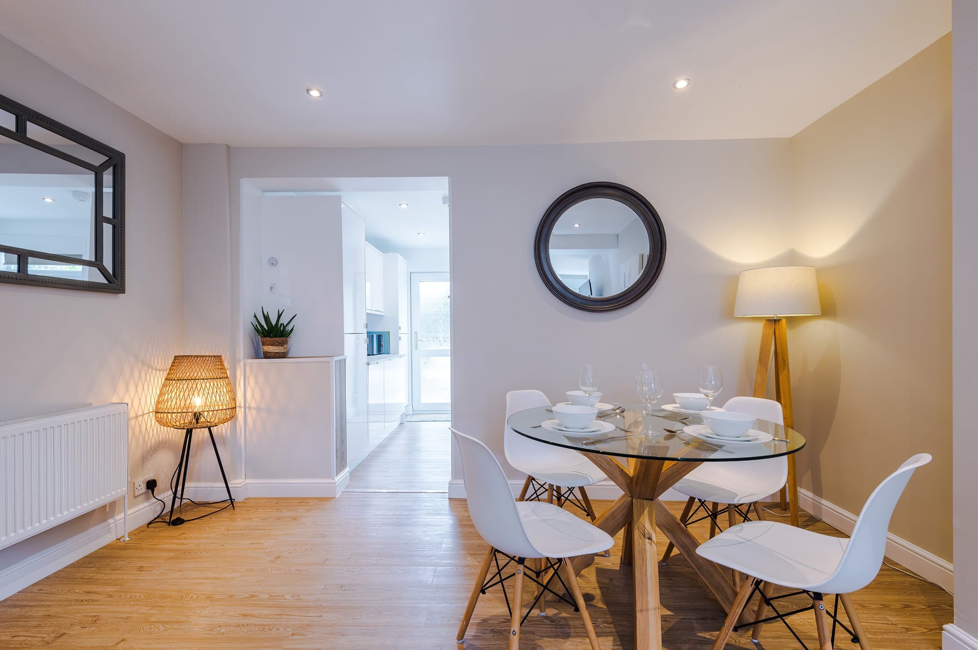 Open-plan dining and living space at Patricia Place, Birkenhead