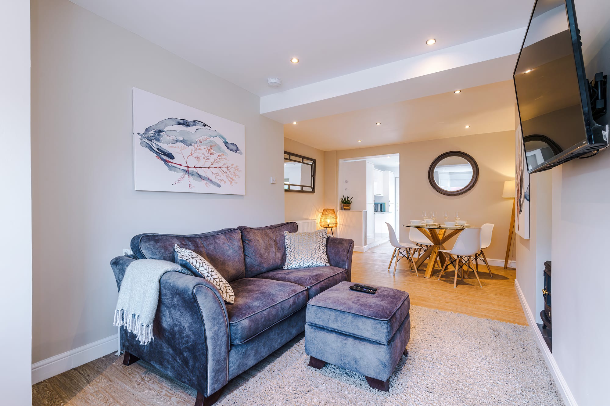 Bright open-plan living space at Patricia Place, a calm temporary home
