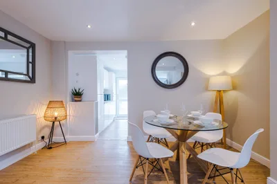 Open-plan dining and living space at Patricia Place, Birkenhead